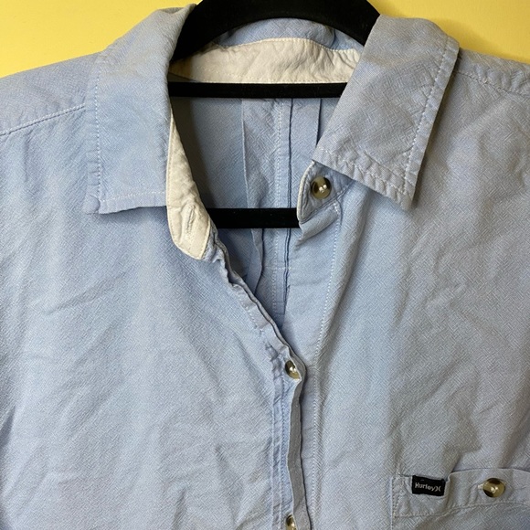Hurley Women’s Button Down Casual Long Sleeve Light Blue - Picture 2 of 10